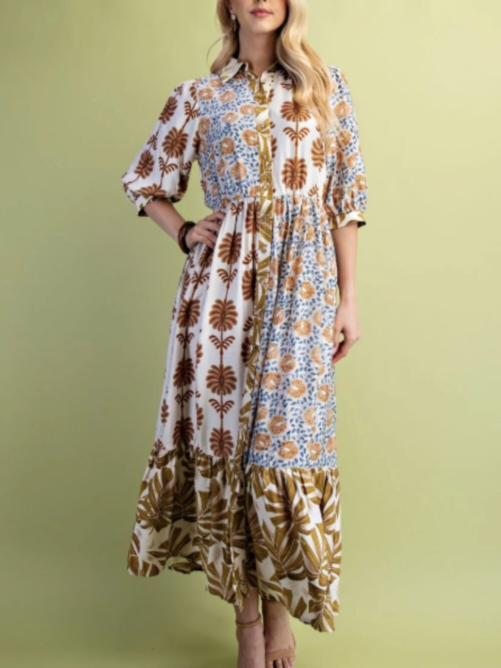 GiGio "Rachel" printed dress in Blue Mix